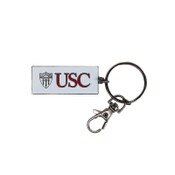 USC Trojans White and Cardinal Shield Rectangular Keychain
